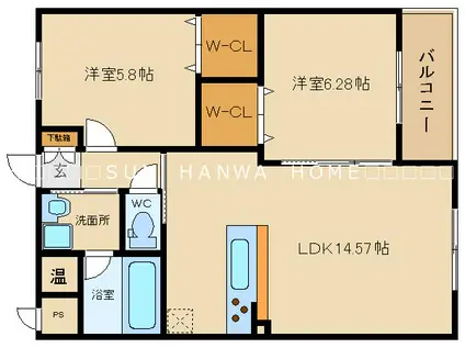 クレアールヤマモト(2LDK/1階)の間取り写真