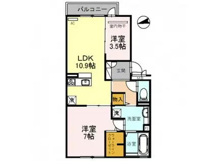 アムール久宝寺(2LDK/2階)の間取り写真