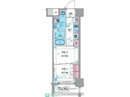 GENOVIA浅草VISKYGARDEN(2K/8階)の間取り写真