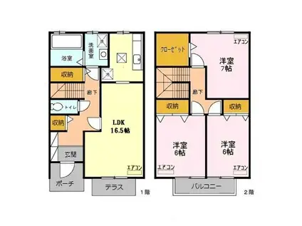 セーラム仙波 B/C(3LDK/1階)の間取り写真