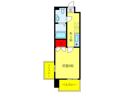 ドゥーエ川口(1K/2階)の間取り写真