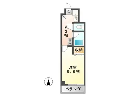 MIKIYA ワンルームマンション(1K/5階)の間取り写真