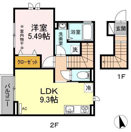 フルール(1LDK/2階)の間取り写真
