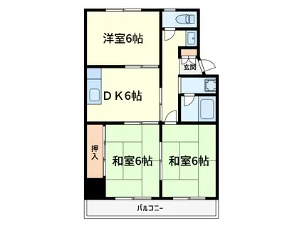 リーガルメゾン津之江II(3DK/2階)の間取り写真