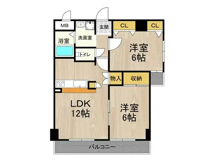 ギャザリアパーチェ(2LDK/2階)の間取り写真