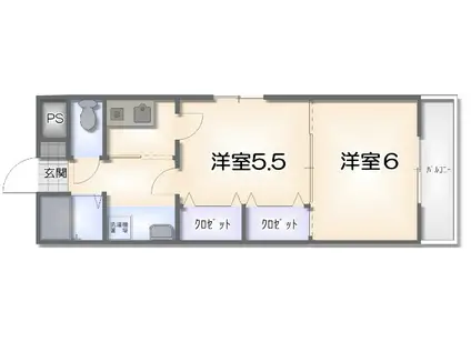 フレンズヒル(2K/4階)の間取り写真