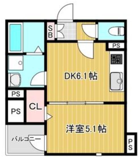 LINO久宝寺(1DK/1階)の間取り写真