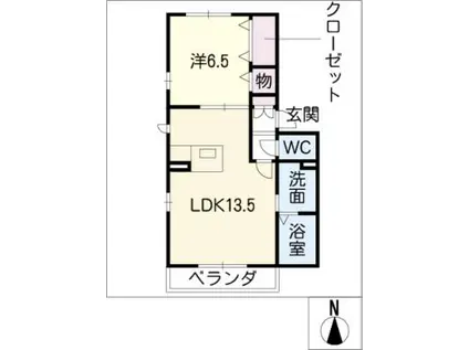 鳥澄グリーンヒルズ C棟(1LDK/1階)の間取り写真