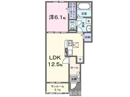 モルゲン・チェーロ(1LDK/1階)の間取り写真