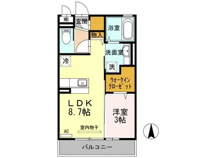 RE・EARTHの杜もり(1LDK/3階)の間取り写真
