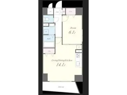 カーサフェリーチェ(1LDK/9階)の間取り写真