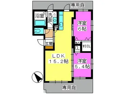 ラフィーネ(2LDK/1階)の間取り写真