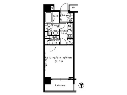 パークアクシス浜松町(1K/8階)の間取り写真