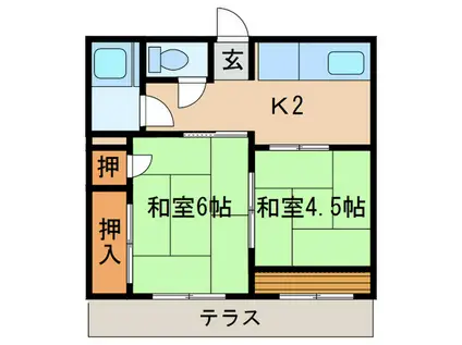 シティハイムはせがわ(2K/1階)の間取り写真