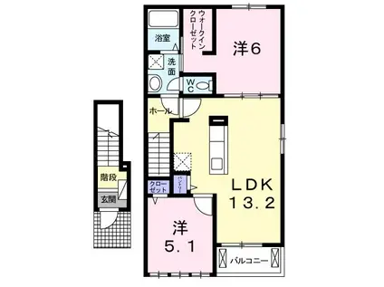 レイ グラン ウエスト(2LDK/2階)の間取り写真