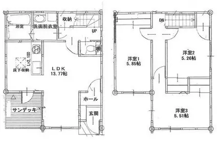 グラシュープラージュ三苫(3LDK/1階)の間取り写真