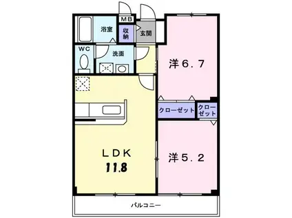アヴァンティ(2LDK/2階)の間取り写真