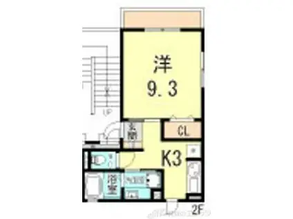 ソレイユコートI(1K/2階)の間取り写真