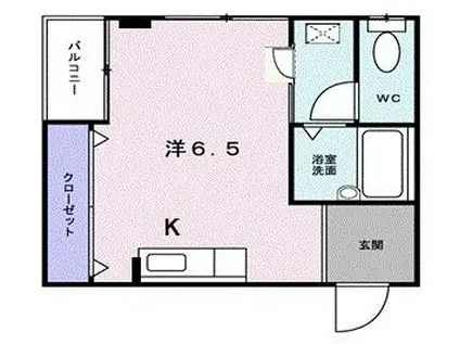 シャトー璃美(1K/2階)の間取り写真