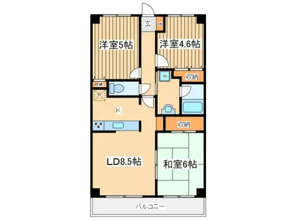 マイコート日野Ⅰ(3LDK/4階)の間取り写真