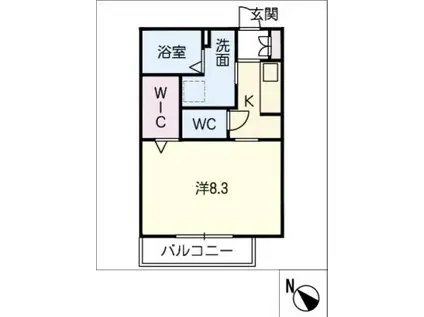 コンフォール大同町A(1K/2階)の間取り写真