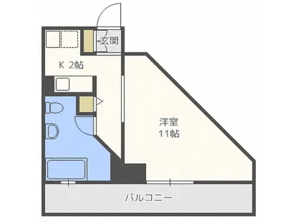 AMSTOWER南6条(1K/11階)の間取り写真