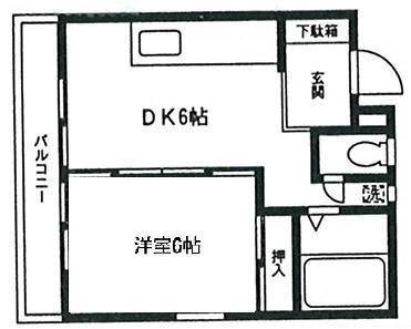 ブリック上溝(1DK/4階)の間取り写真