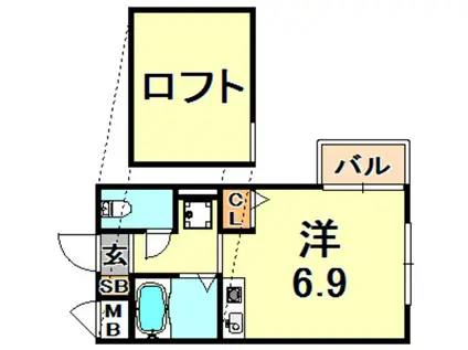 ヴィレッタ魚崎Ⅱ(1K/2階)の間取り写真