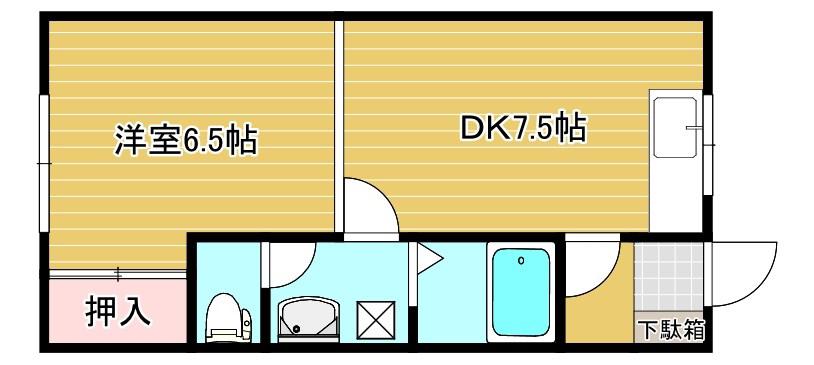 セイントハウス(1DK/2階)の間取り写真