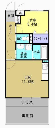 グランシャリオ住吉(1LDK/1階)の間取り写真