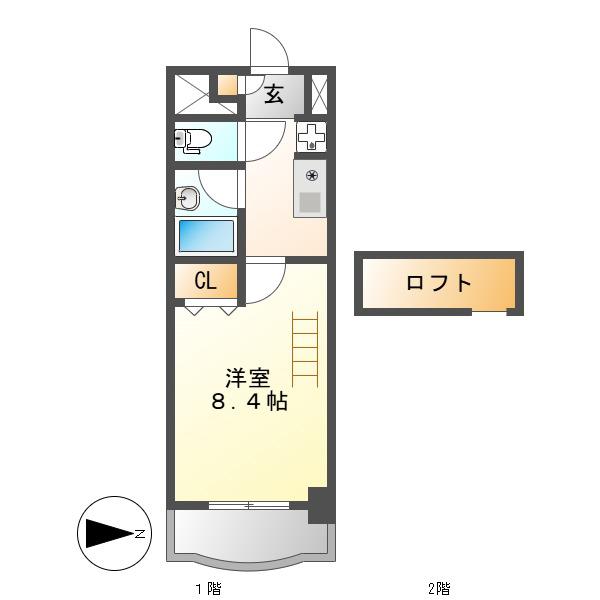 現代ハウス新栄(1K/11階)の間取り写真