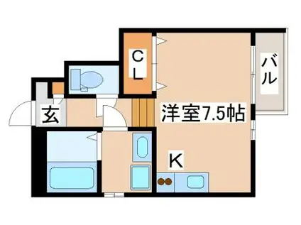 あんしん潮見台(ワンルーム/1階)の間取り写真