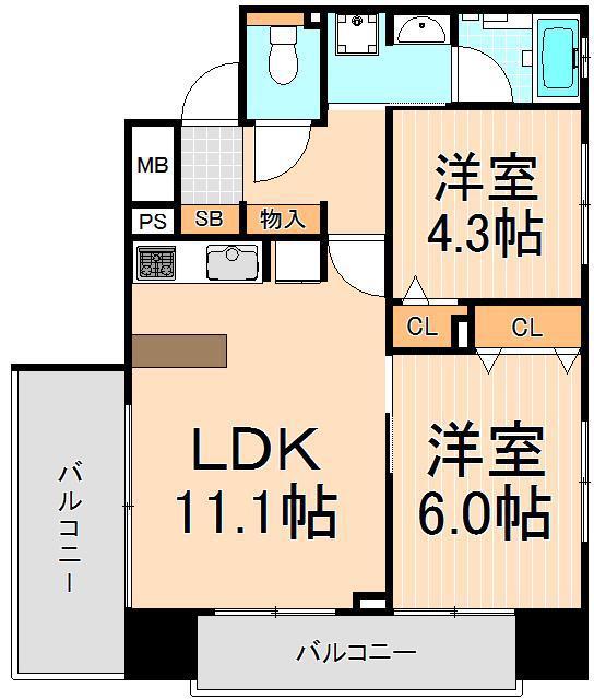 パークキューブ浅草田原町(1LDK/9階)の間取り写真