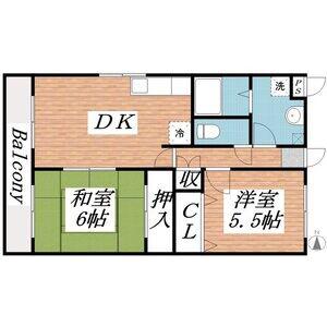 グリーンエイト4(2LDK/2階)の間取り写真