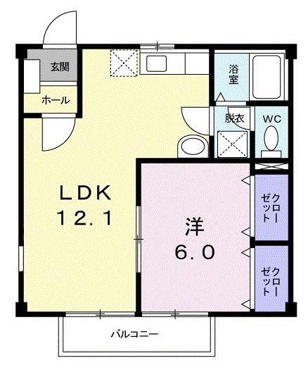 アーバン(1LDK/2階)の間取り写真