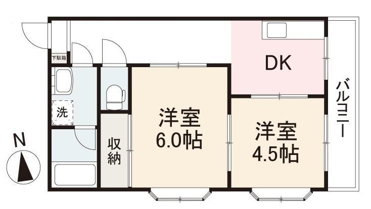 末広ハイツ(2DK/2階)の間取り写真
