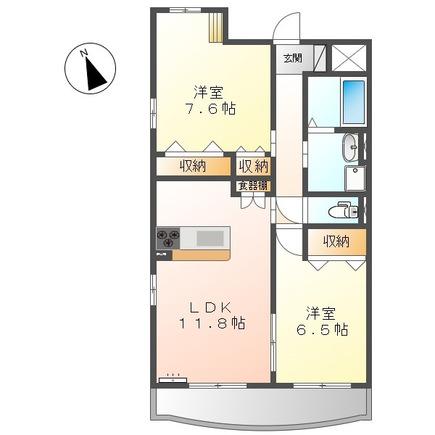 AGUN(2LDK/4階)の間取り写真