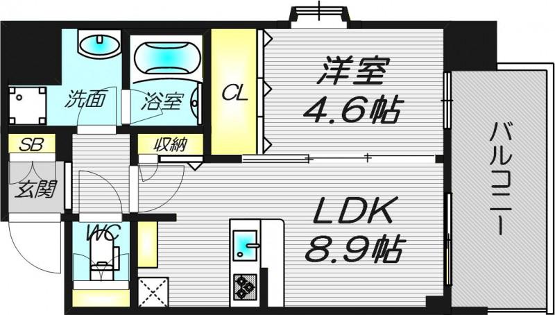 ルフォンプログレ南森町(1LDK/7階)の間取り写真