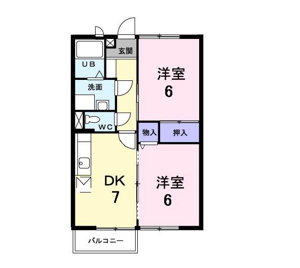 アイランド古本(2DK/2階)の間取り写真