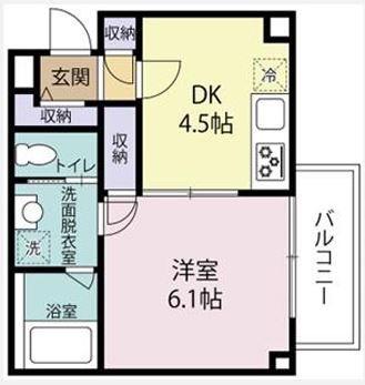 マンション桜(1SDK/4階)の間取り写真