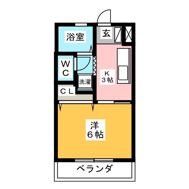 パインリーフ北郷(1K/1階)の間取り写真