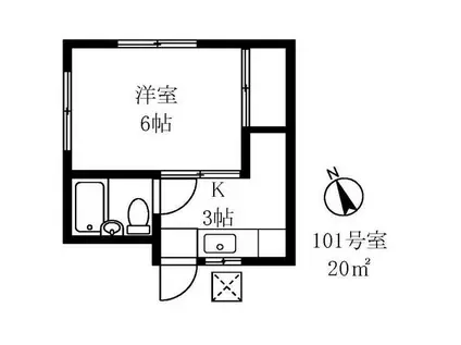 ハウスタゴト(1K/1階)の間取り写真