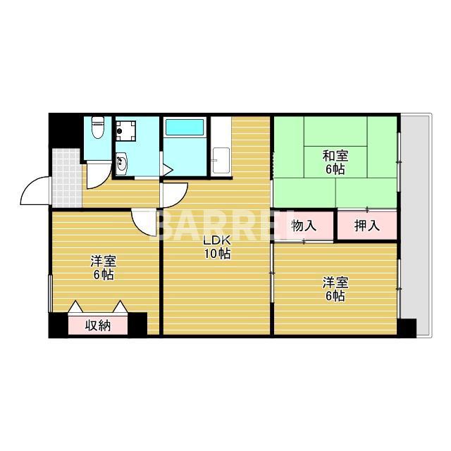 アビタシオン西緑丘(3DK/2階)の間取り写真