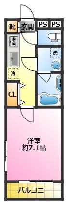 クレヴィスタ武蔵小杉(1K/2階)の間取り写真