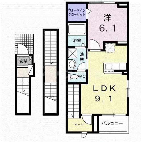 ナナラーピカケ(1LDK/3階)の間取り写真