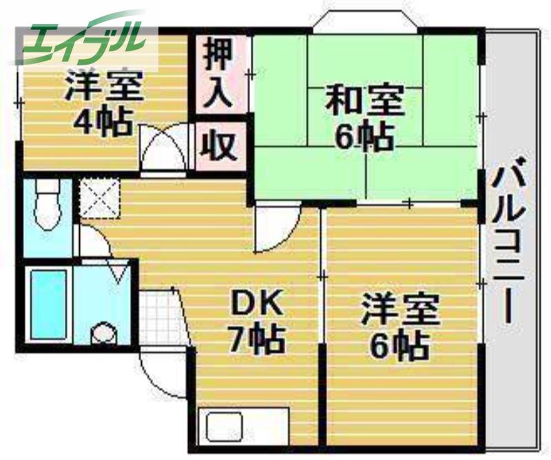 パークコーポA(3DK/2階)の間取り写真