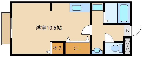 東園田イーストハイツ(ワンルーム/4階)の間取り写真