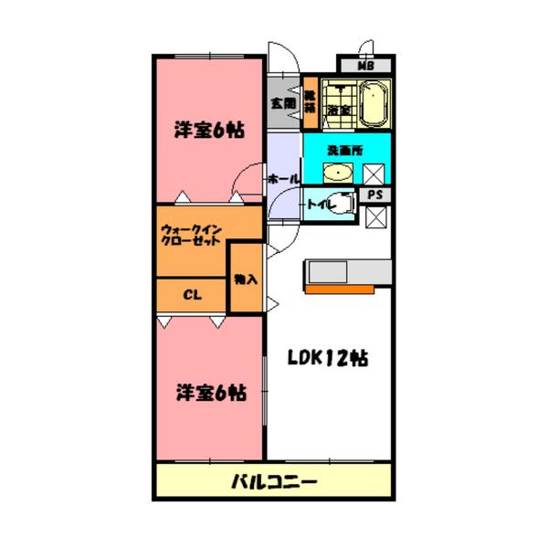 コントレイル(2LDK/3階)の間取り写真