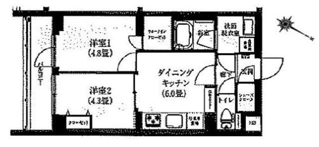 ルフレ世田谷ノール(2DK/1階)の間取り写真