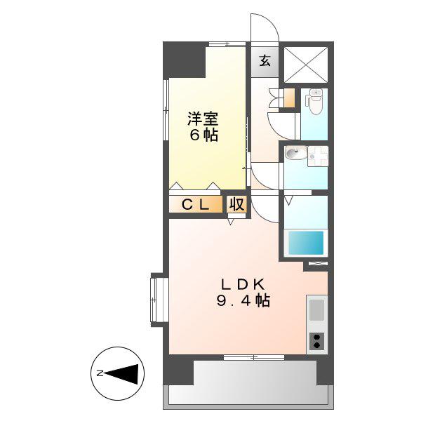 LA DOUCEUR山王(1LDK/8階)の間取り写真